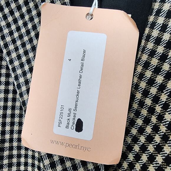NEW Pearl by Lela Rose Black Checkered Plaid Houndstooth Blazer Jacket - Picture 5 of 11
